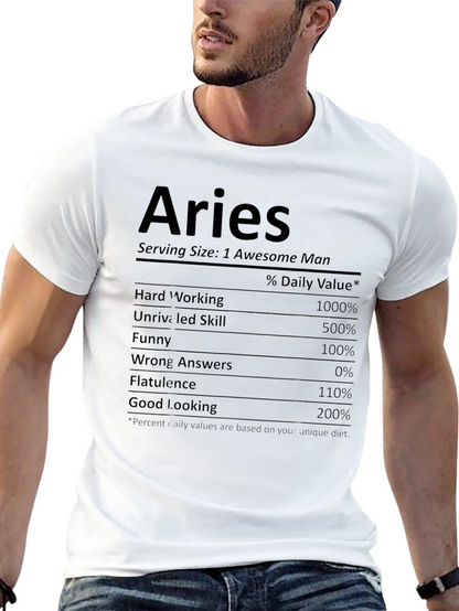 Aries Nutritional Facts Funny Graphic T-Shirt