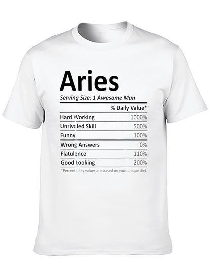 Aries Nutritional Facts Funny Graphic T-Shirt