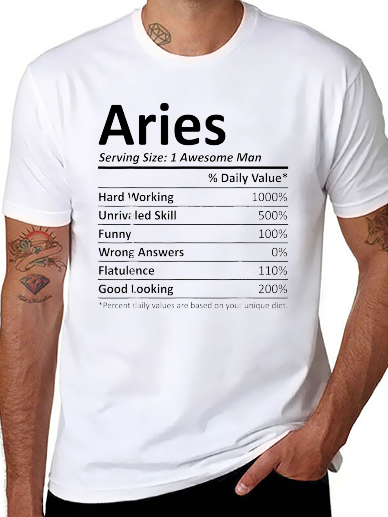 Aries Nutritional Facts Funny Graphic T-Shirt