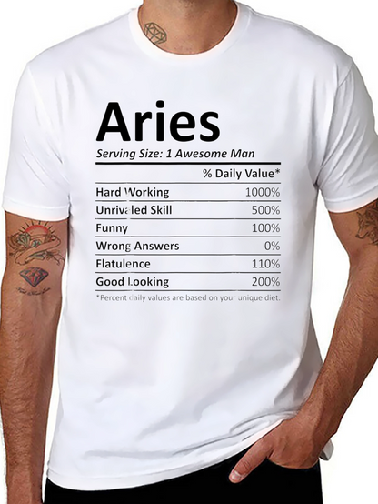 Aries Nutritional Facts Funny Graphic T-Shirt