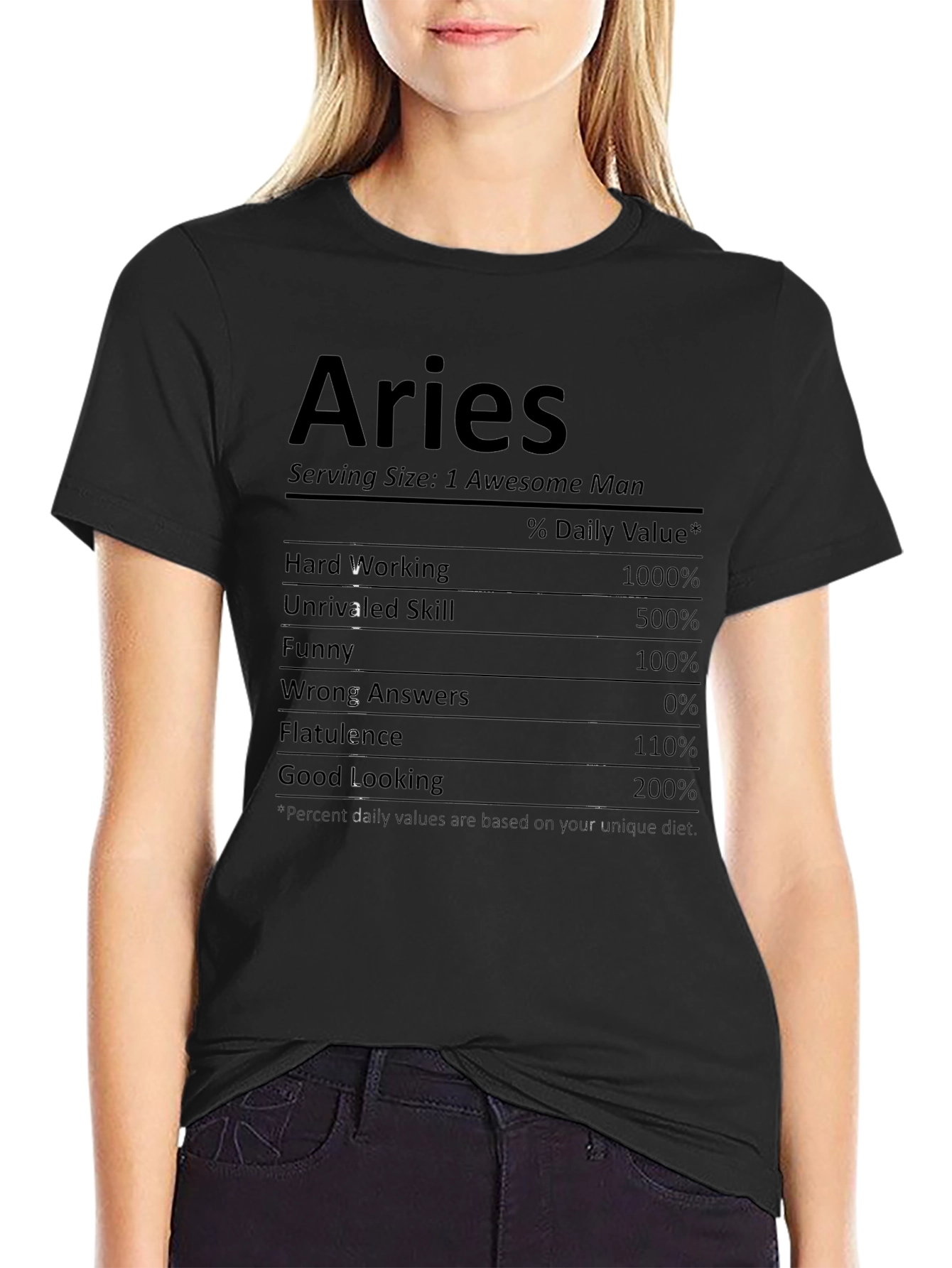Aries Nutritional Facts Funny Graphic T-Shirt