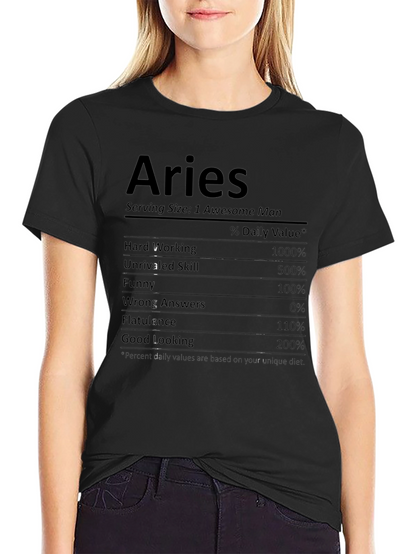Aries Nutritional Facts Funny Graphic T-Shirt