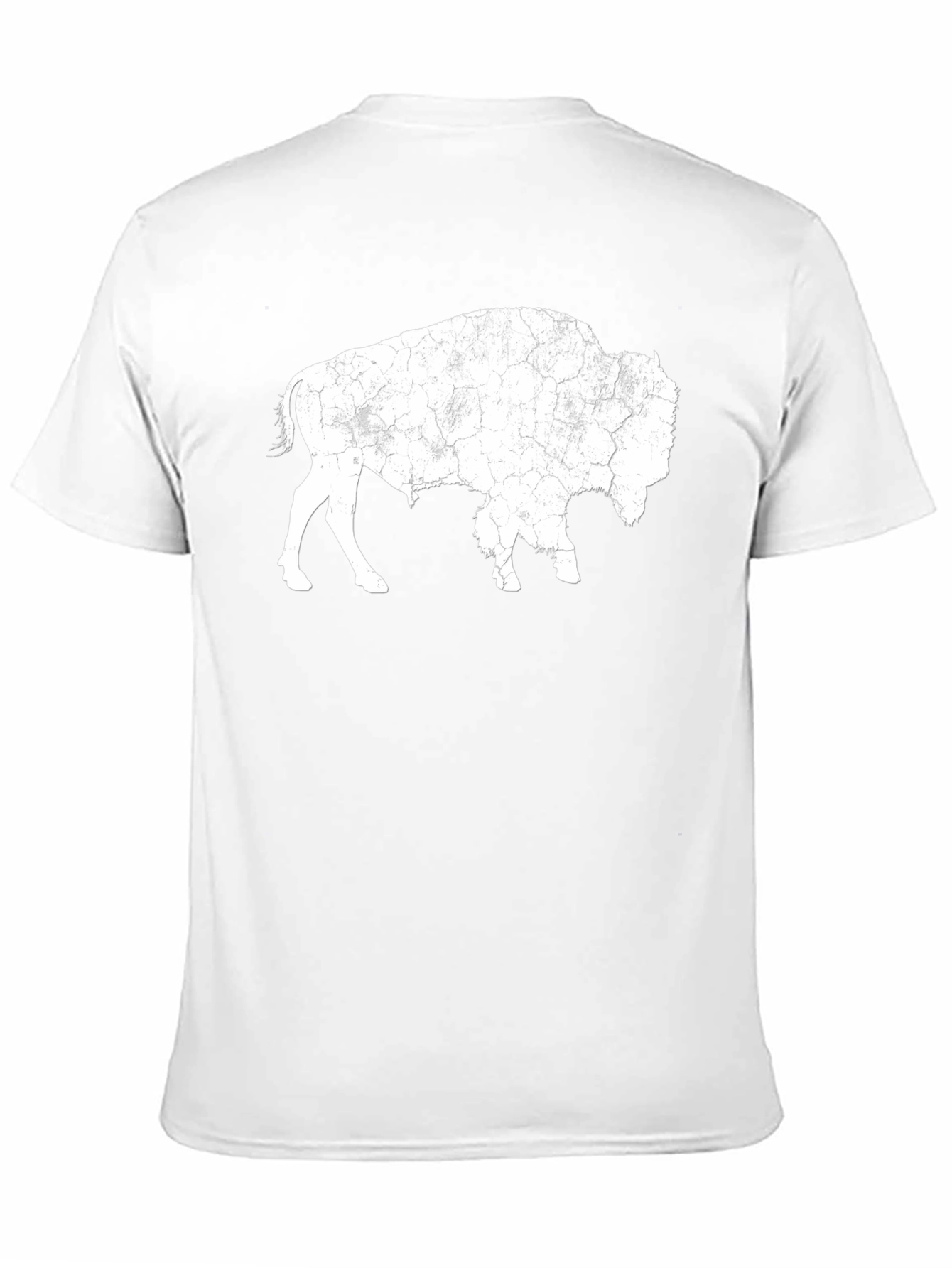 Distressed Buffalo Graphic Tee - Black Cotton T-Shirt