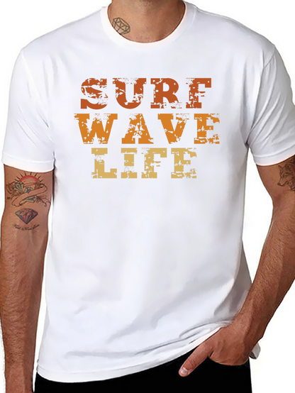 Surf Wave Life Graphic Print Black T-Shirt