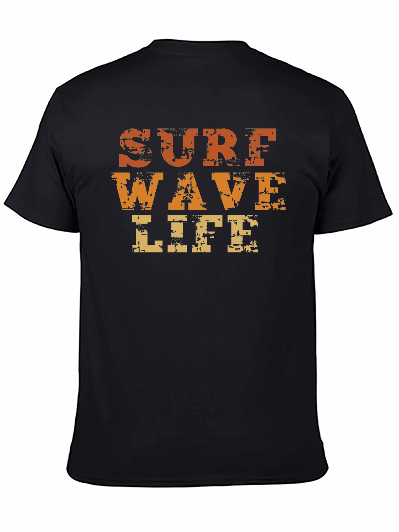 Surf Wave Life Graphic Print Black T-Shirt