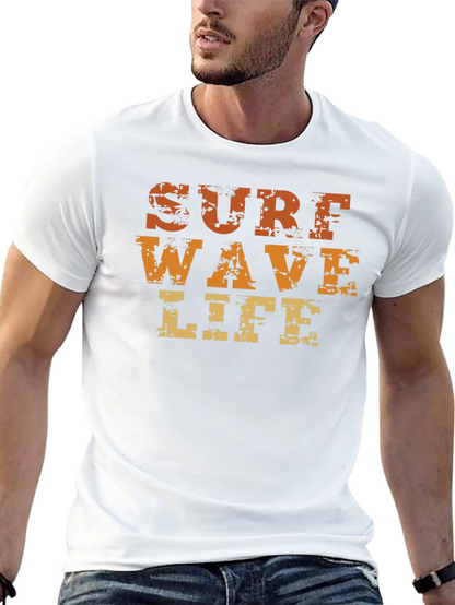Surf Wave Life Graphic Print Black T-Shirt