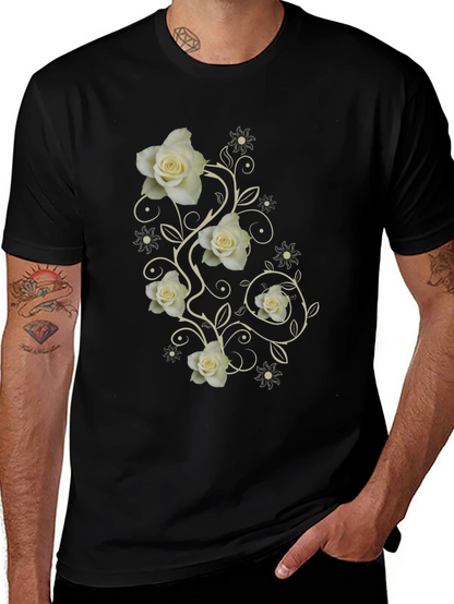 Elegant Rose Vine Graphic T-Shirt