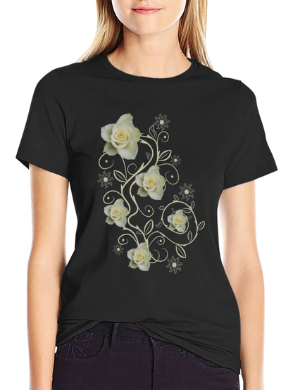 Elegant Rose Vine Graphic T-Shirt