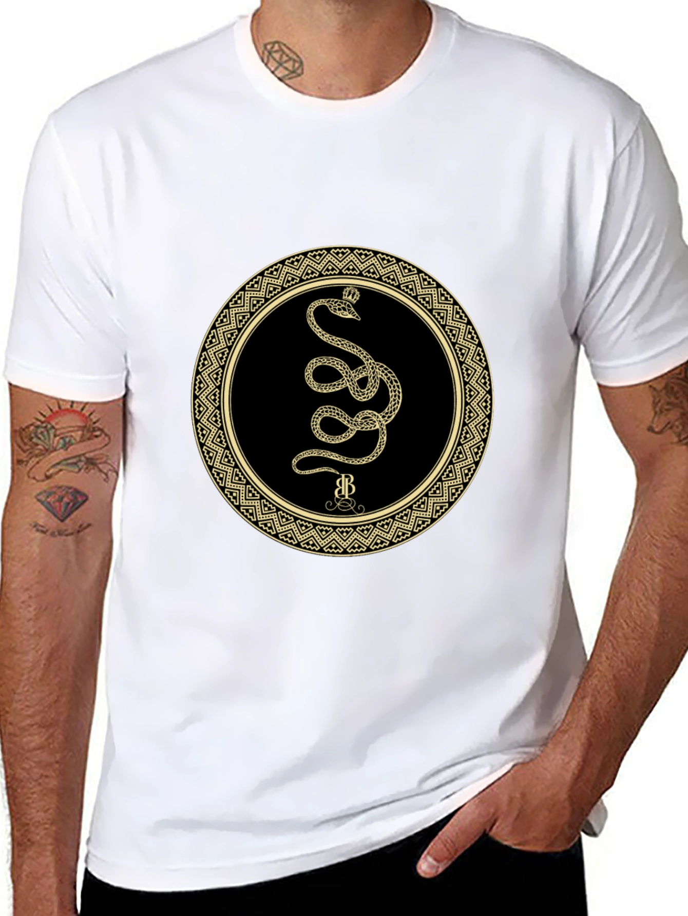Mens Snake Circle Graphic Tee - Black