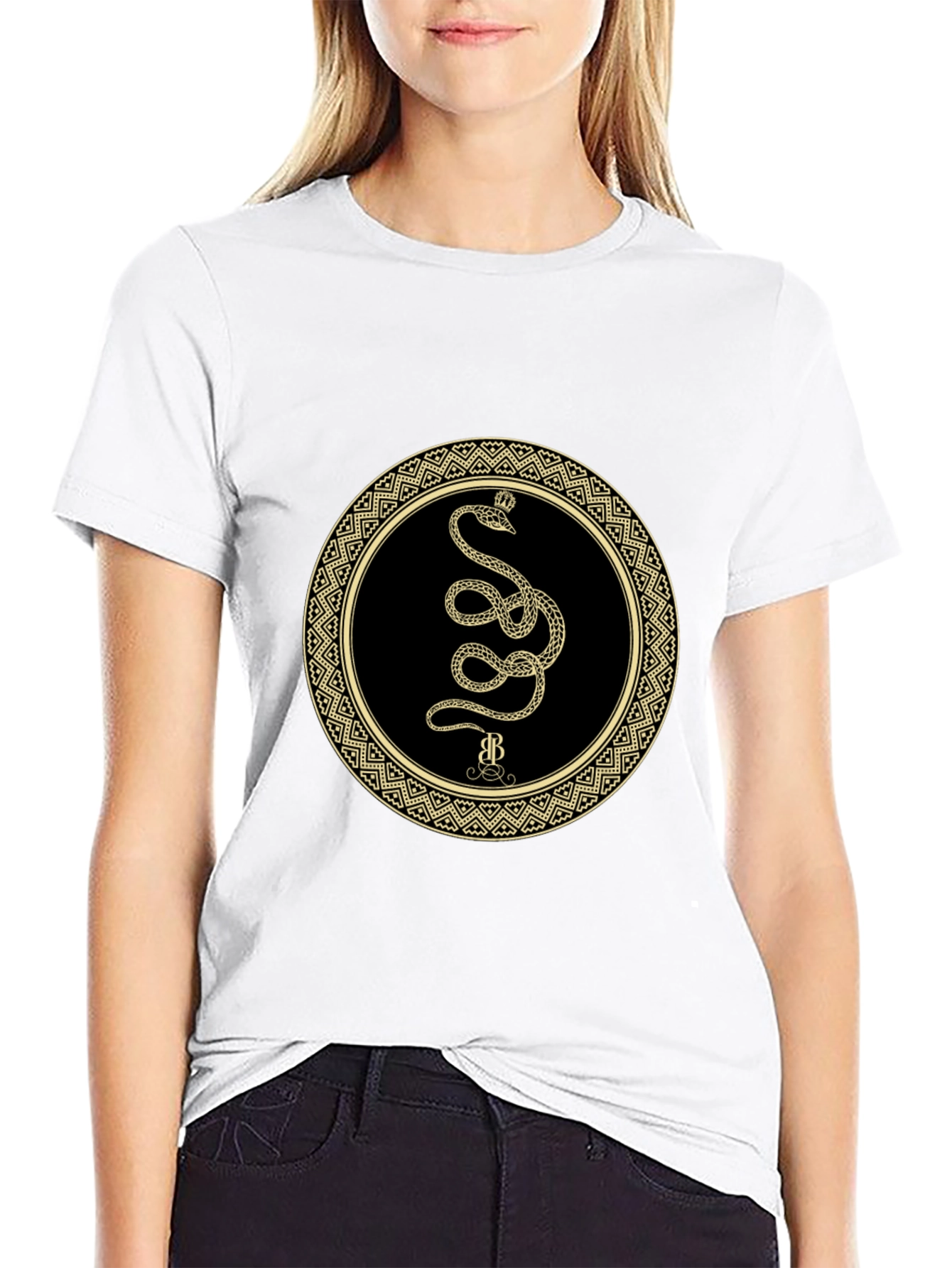 Mens Snake Circle Graphic Tee - Black