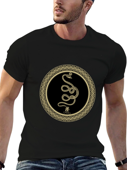 Mens Snake Circle Graphic Tee - Black