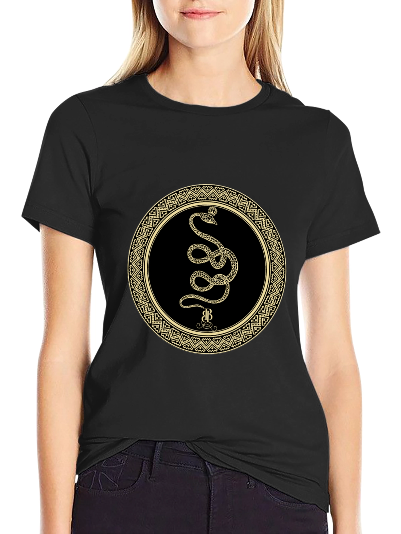 Mens Snake Circle Graphic Tee - Black
