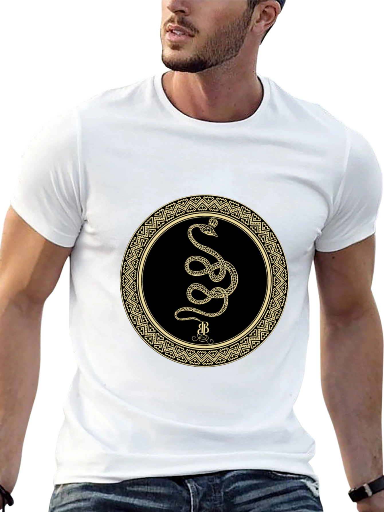 Mens Snake Circle Graphic Tee - Black