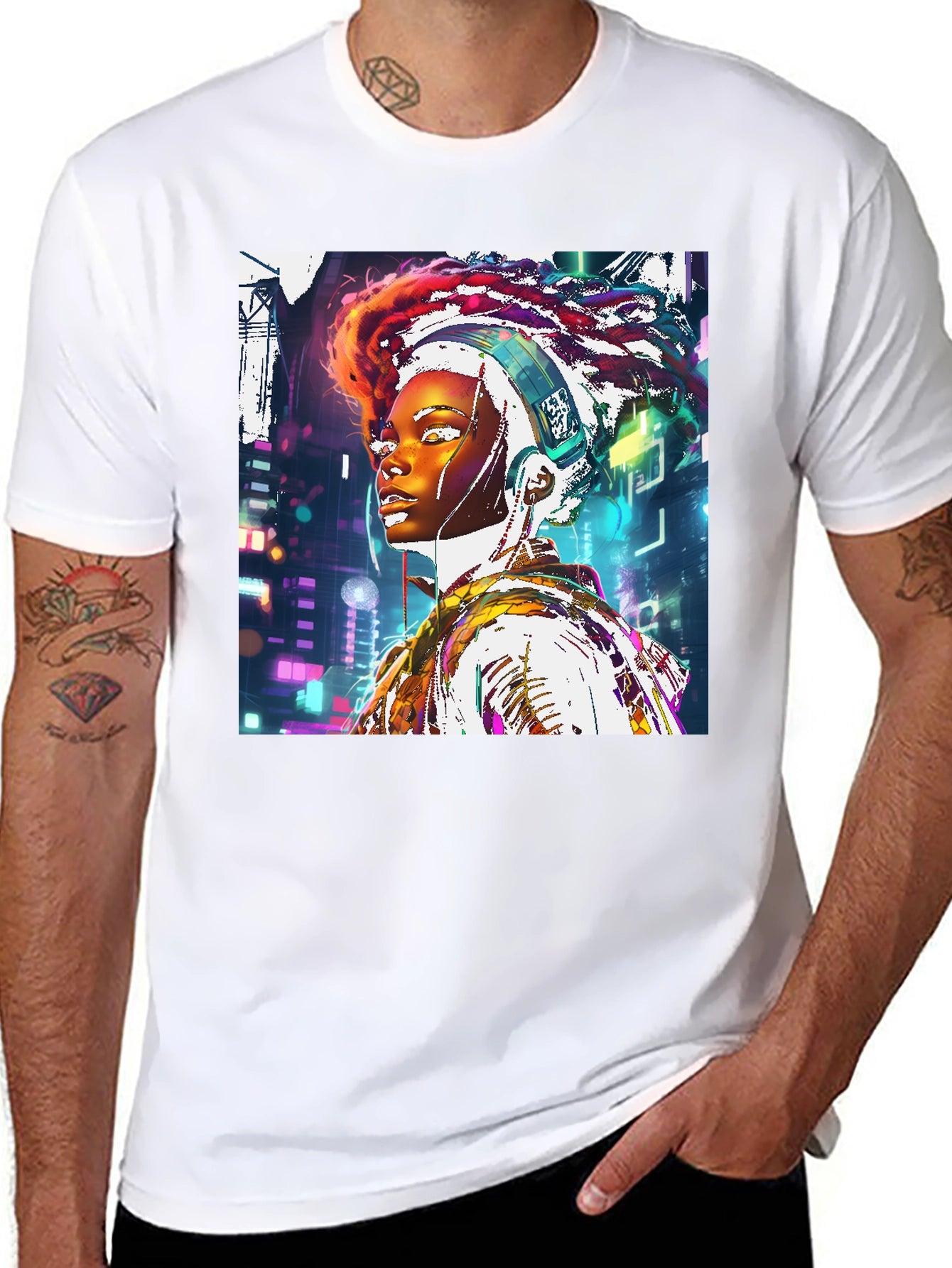Cyberpunk Afro-Futurist Graphic Tee