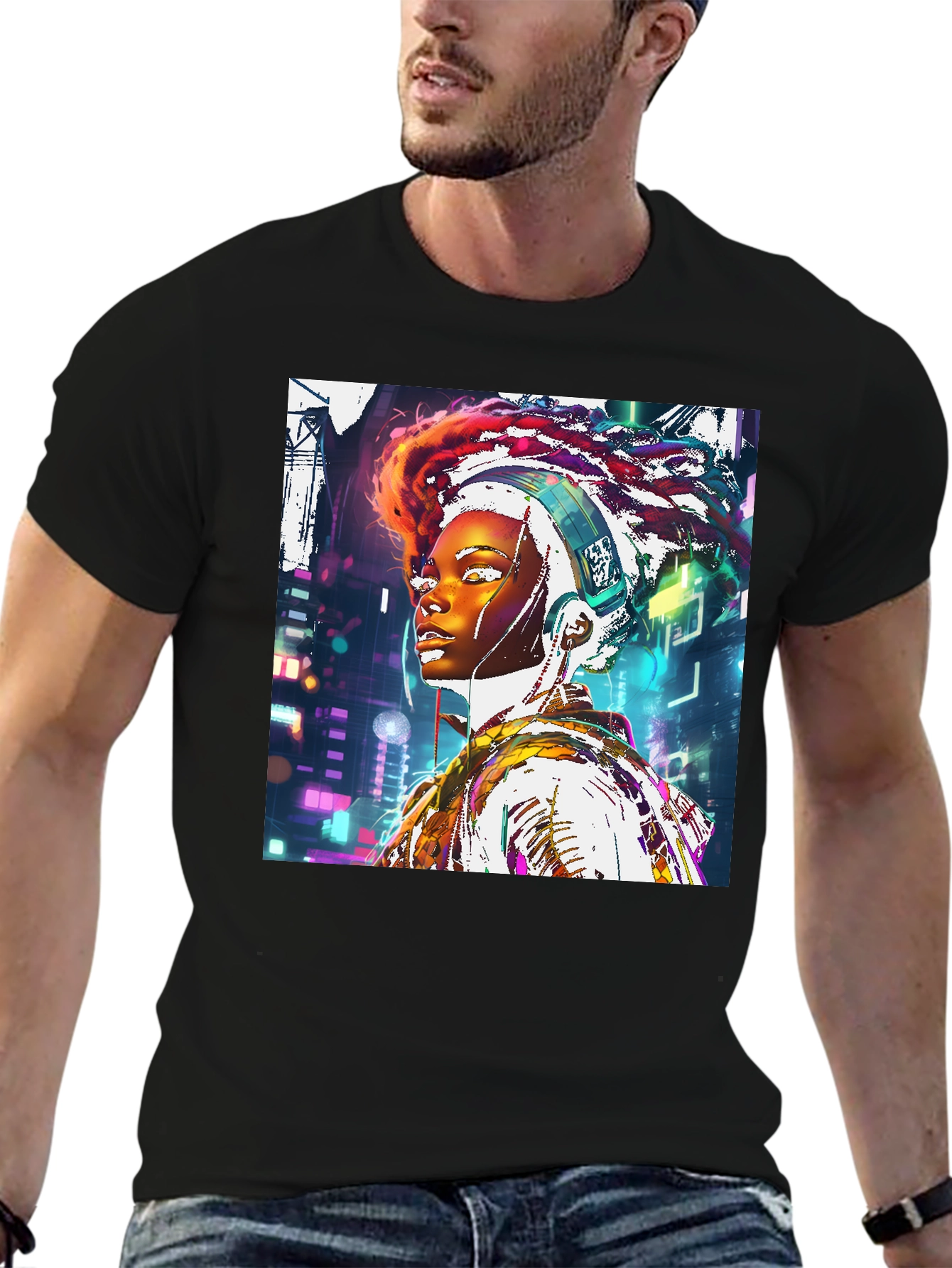 Cyberpunk Afro-Futurist Graphic Tee