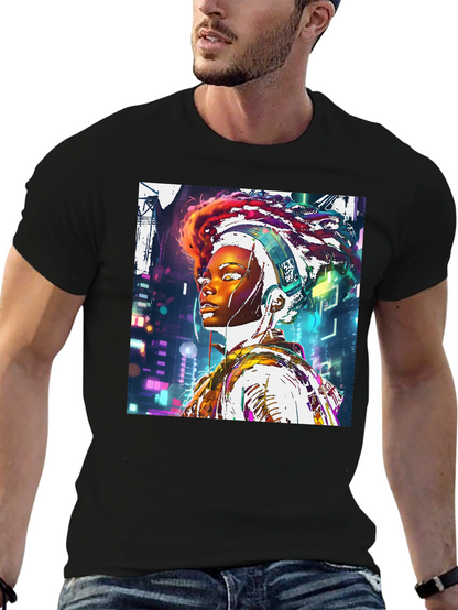 Cyberpunk Afro-Futurist Graphic Tee