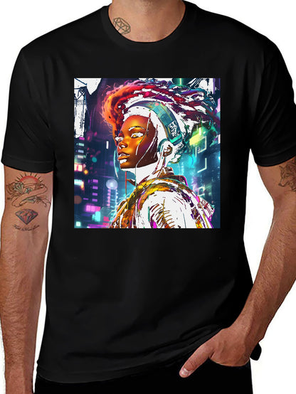 Cyberpunk Afro-Futurist Graphic Tee
