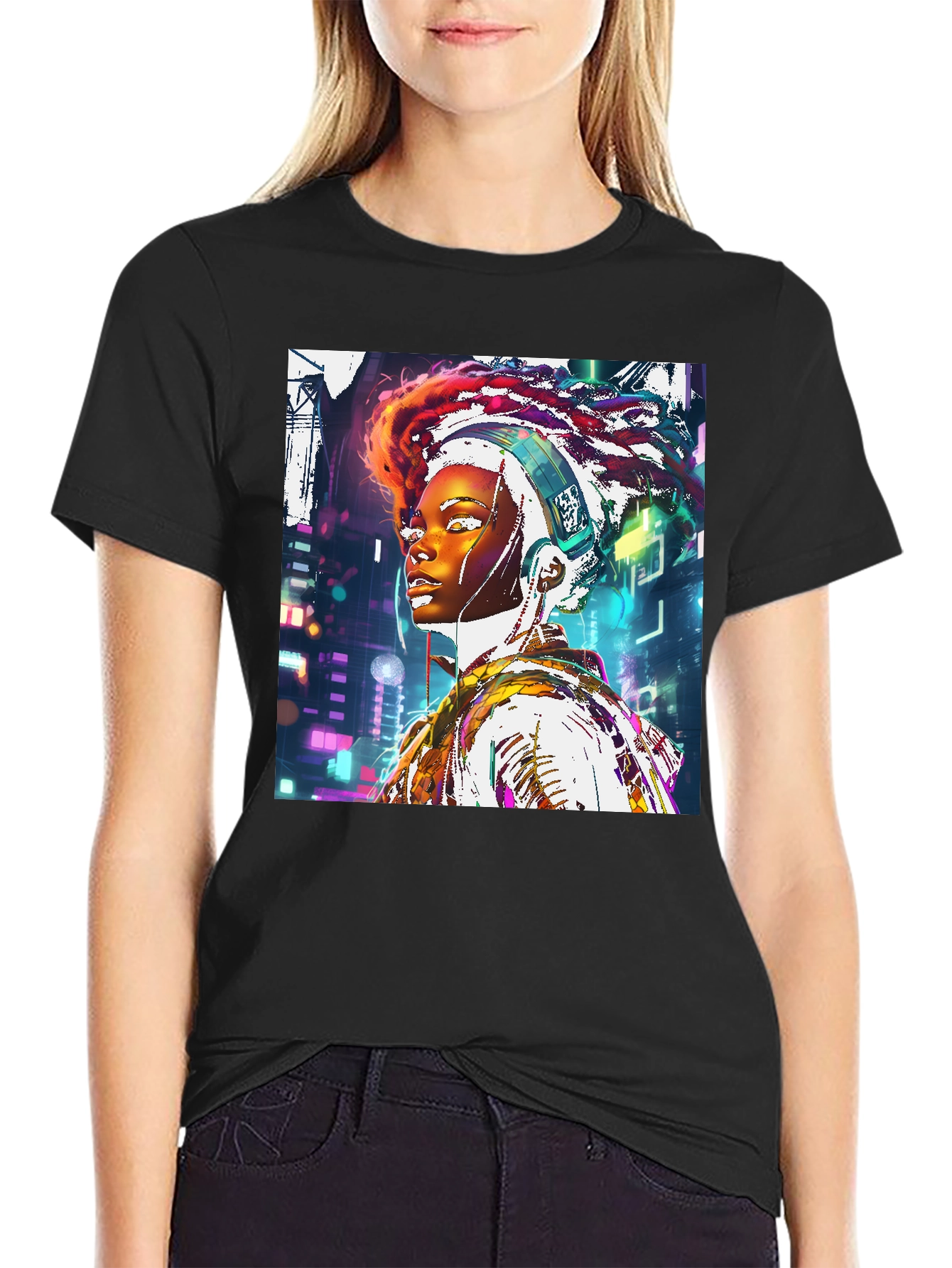 Cyberpunk Afro-Futurist Graphic Tee