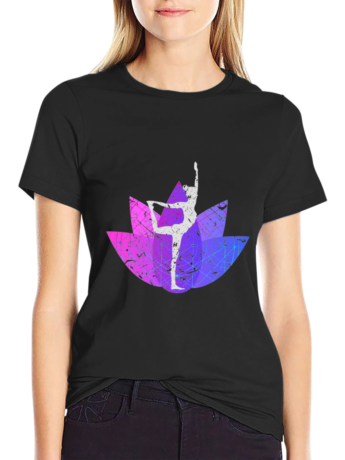Yoga Lotus Black T-Shirt