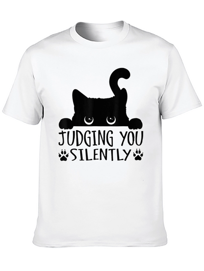 Judging You Silently Black Cat Graphic Tee