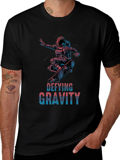 Defying Gravity Astronaut Skateboarder Graphic T-Shirt