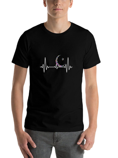 Floral Crescent Moon Heartbeat T-Shirt