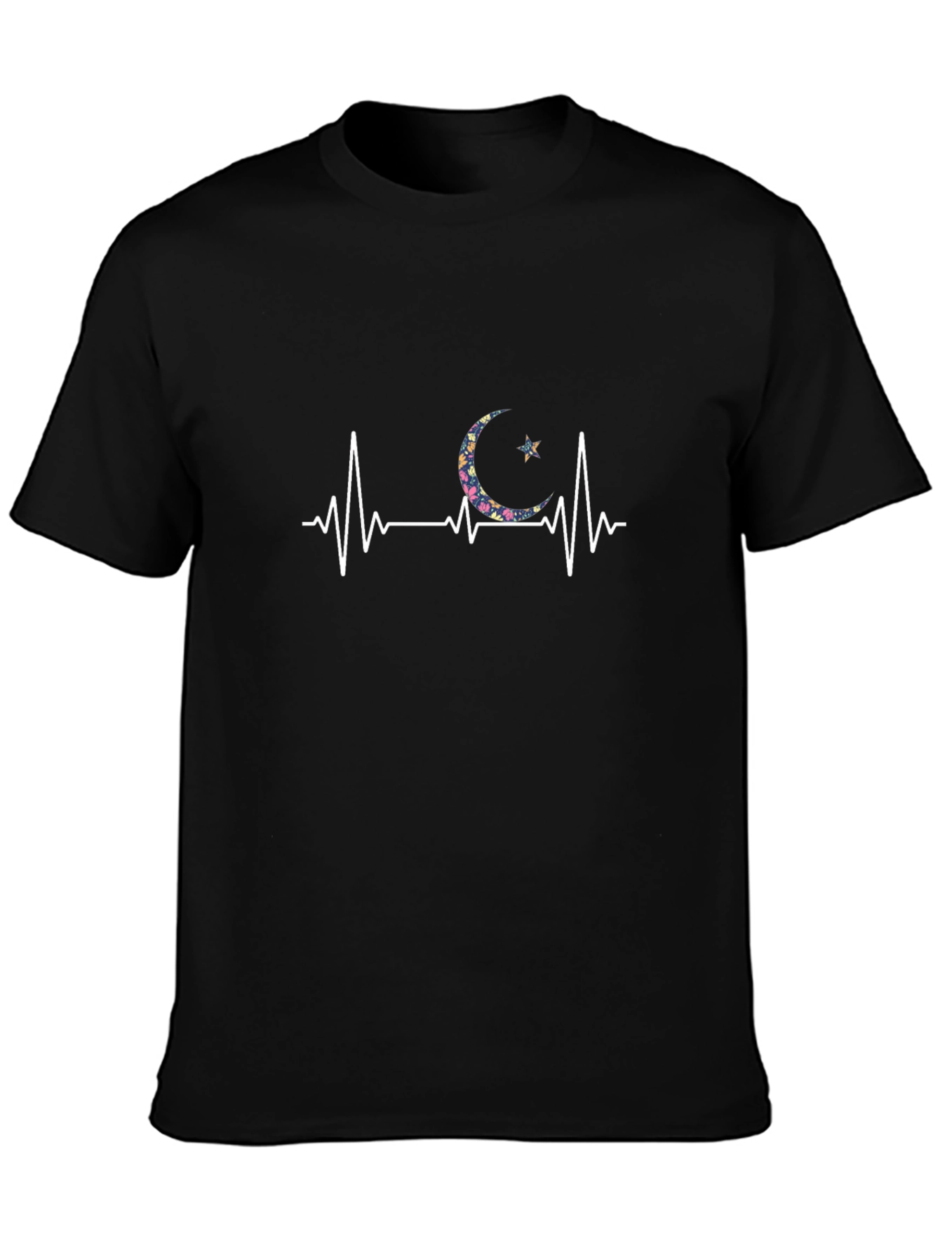 Floral Crescent Moon Heartbeat T-Shirt