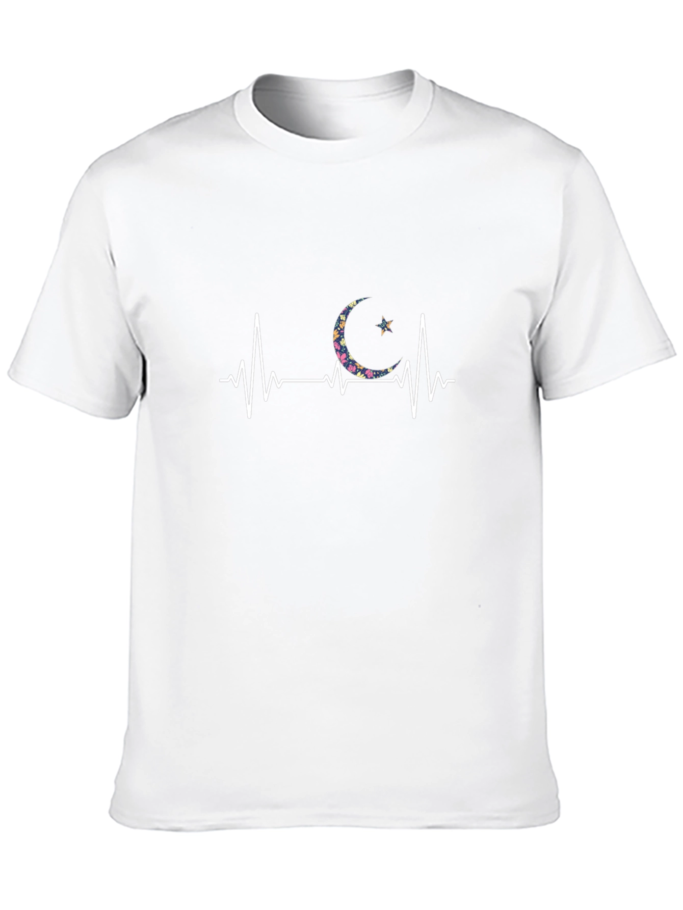 Floral Crescent Moon Heartbeat T-Shirt
