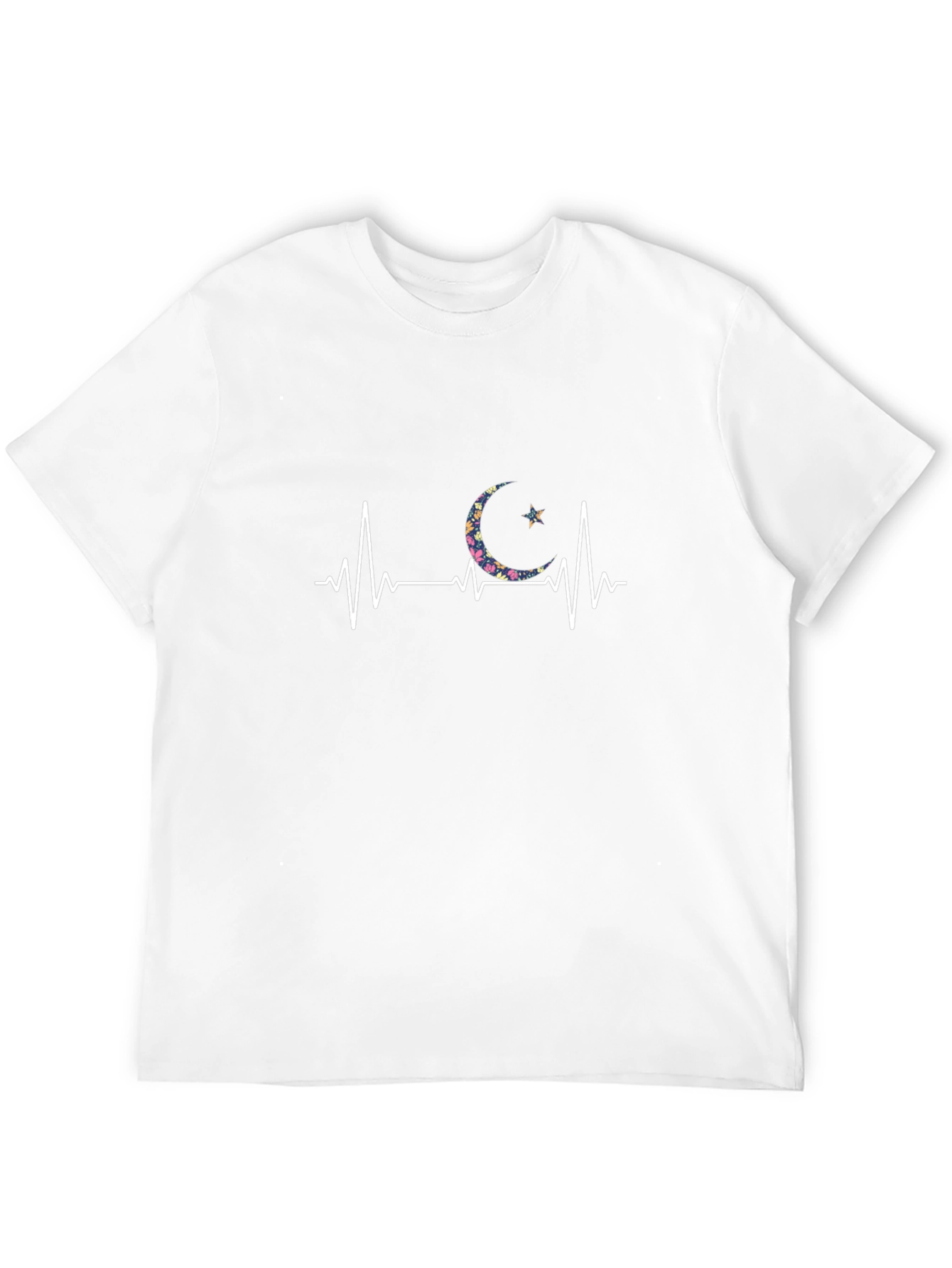Floral Crescent Moon Heartbeat T-Shirt