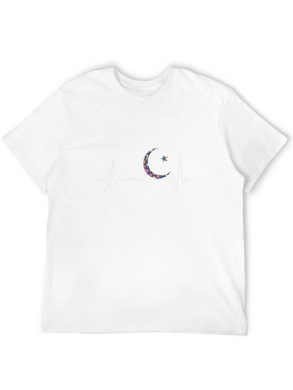 Floral Crescent Moon Heartbeat T-Shirt