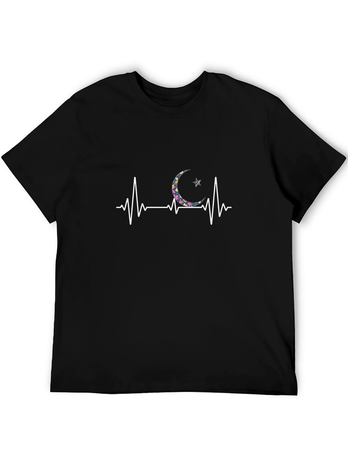 Floral Crescent Moon Heartbeat T-Shirt
