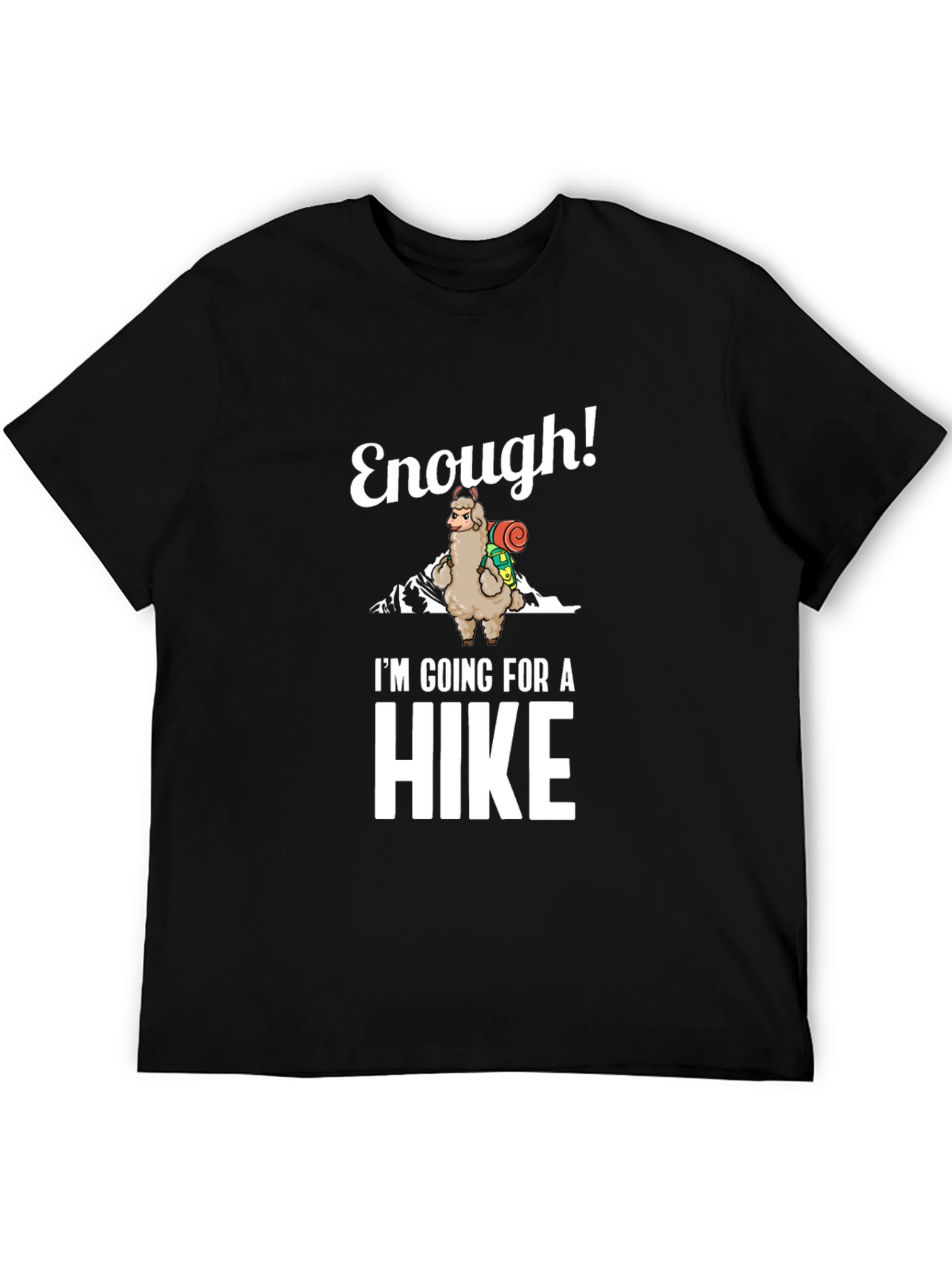 Enough! Llama Hiking Graphic Tee - Black