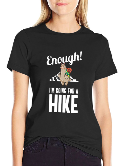 Enough! Llama Hiking Graphic Tee - Black