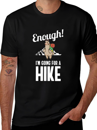 Enough! Llama Hiking Graphic Tee - Black