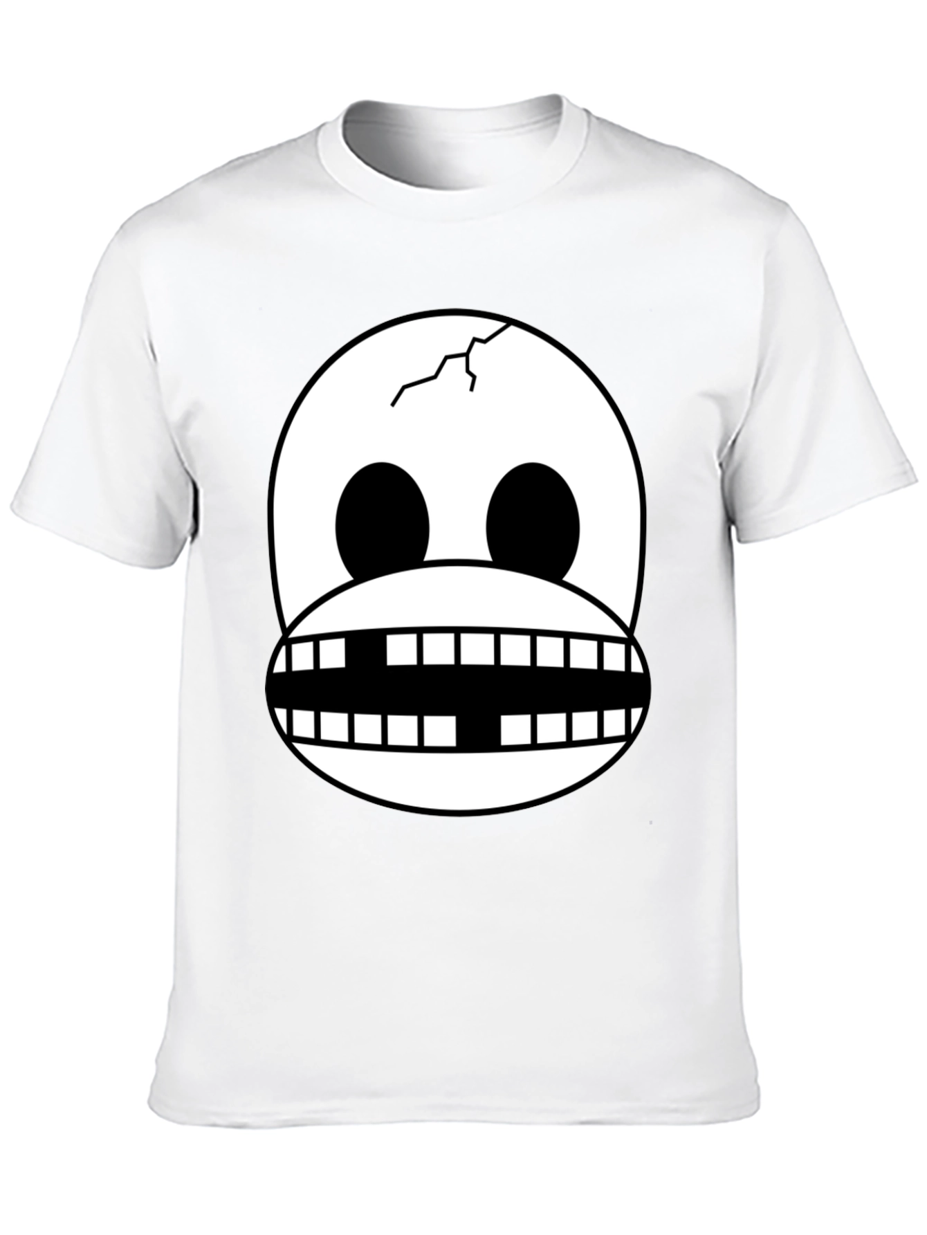 Cracked Skull Graphic Tee - Novelty Design