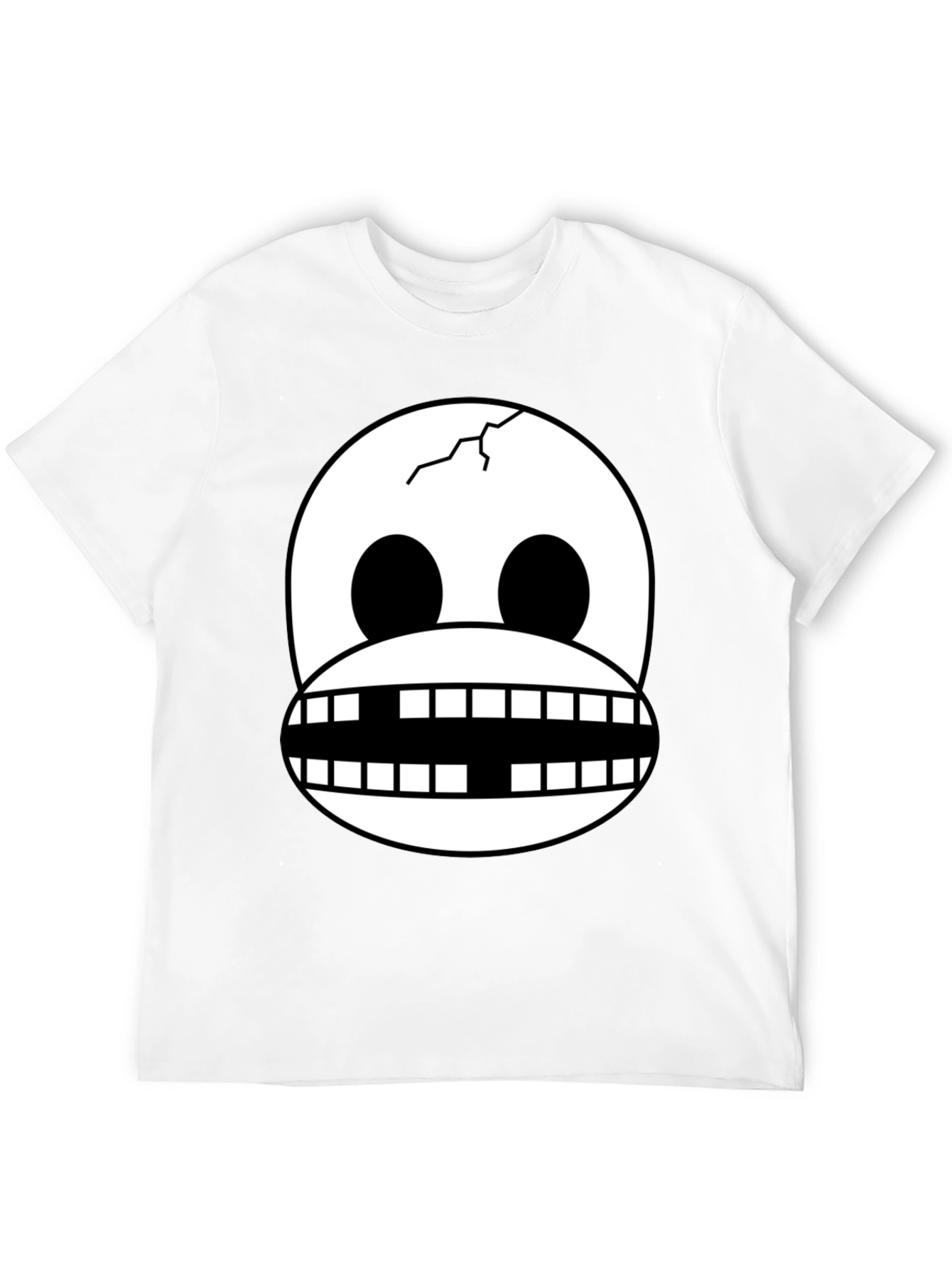 Cracked Skull Graphic Tee - Novelty Design