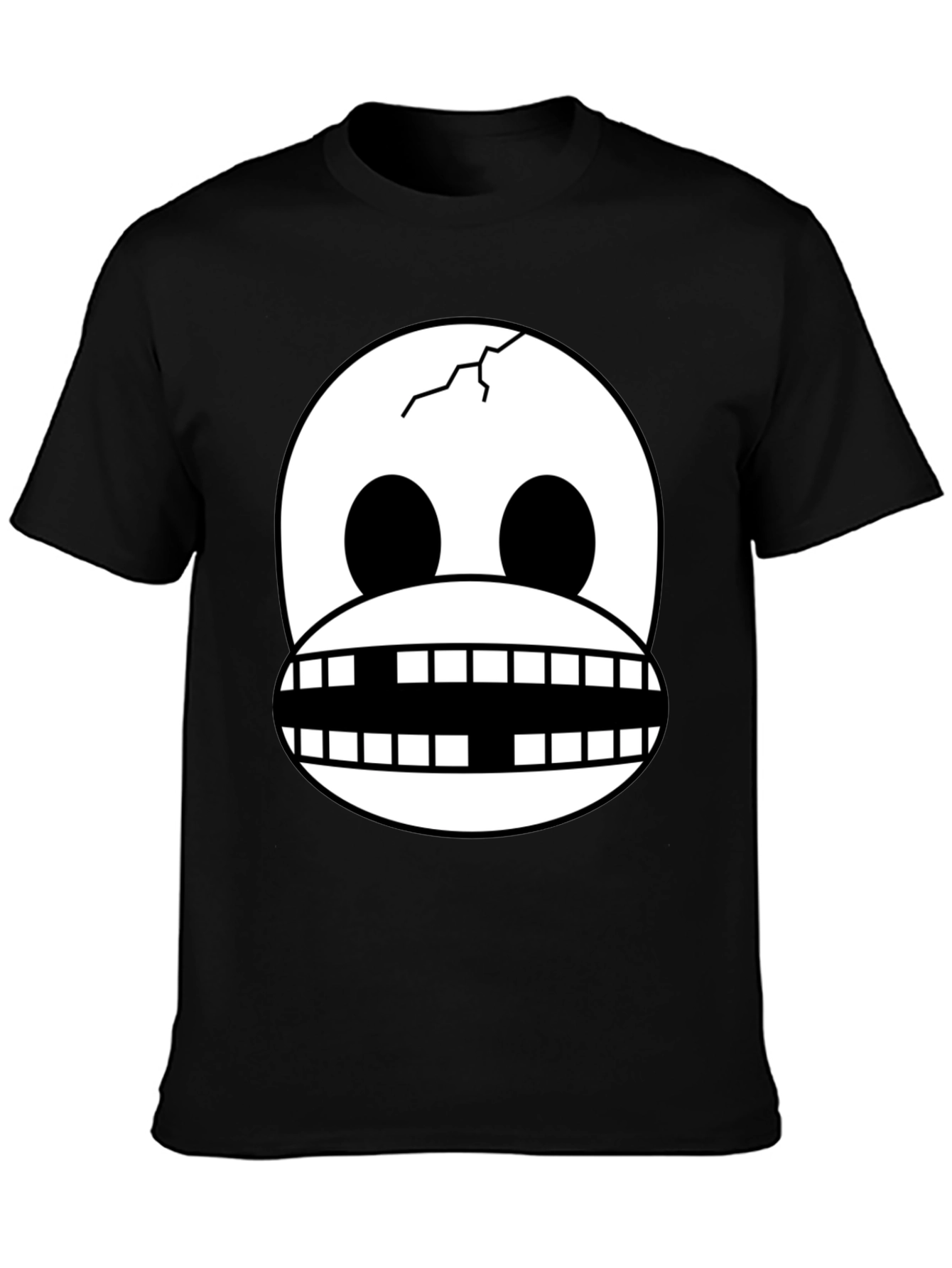 Cracked Skull Graphic Tee - Novelty Design