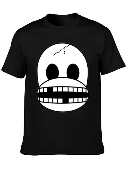 Cracked Skull Graphic Tee - Novelty Design