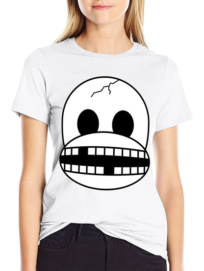 Cracked Skull Graphic Tee - Novelty Design