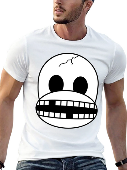 Cracked Skull Graphic Tee - Novelty Design