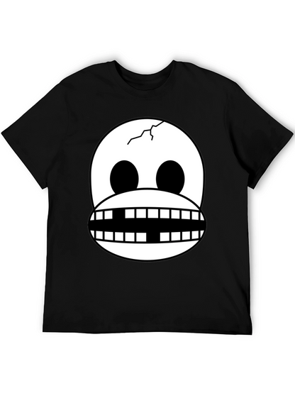 Cracked Skull Graphic Tee - Novelty Design