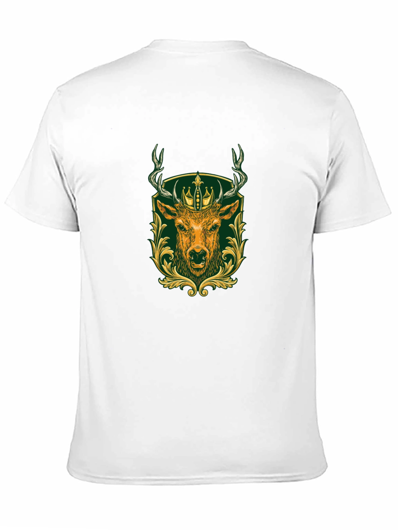 Mens Black Tee with Deer & Crown Graphic