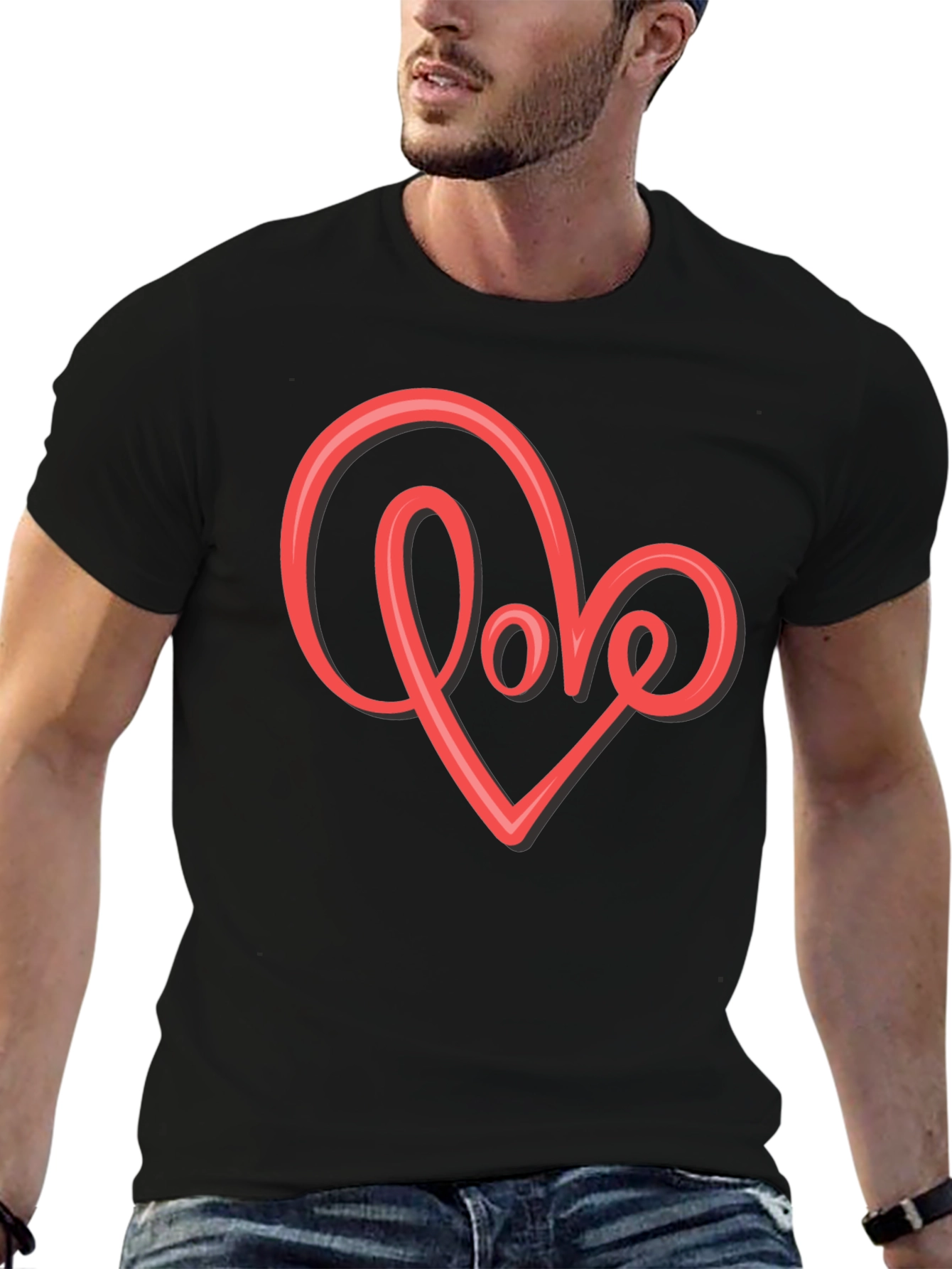 Love Heart Graphic T-Shirt - Stylish Black Tee