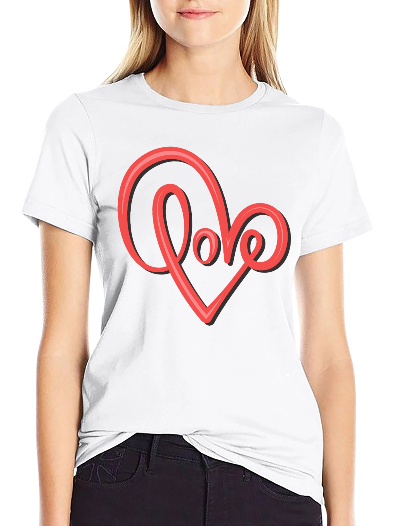 Love Heart Graphic T-Shirt - Stylish Black Tee