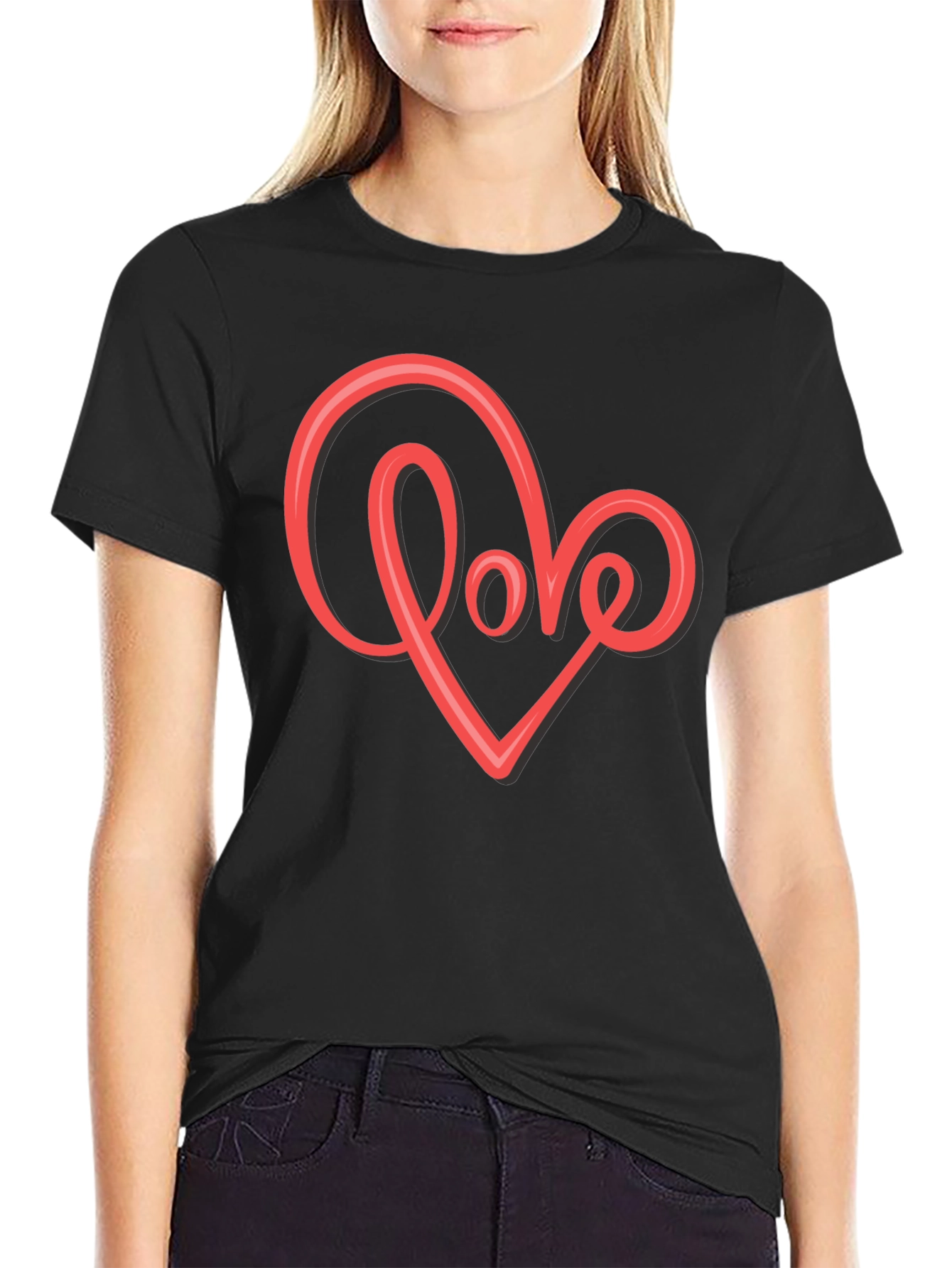 Love Heart Graphic T-Shirt - Stylish Black Tee