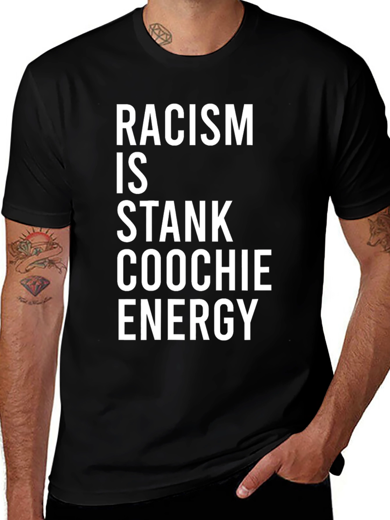 Racism Is Stank Coochie Energy Graphic T-Shirt