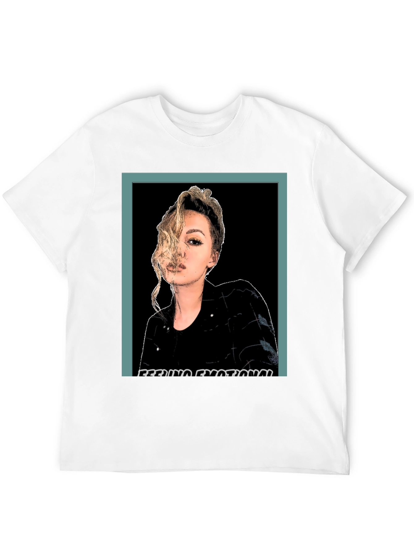 Emotional Woman Graphic Print Black T-Shirt