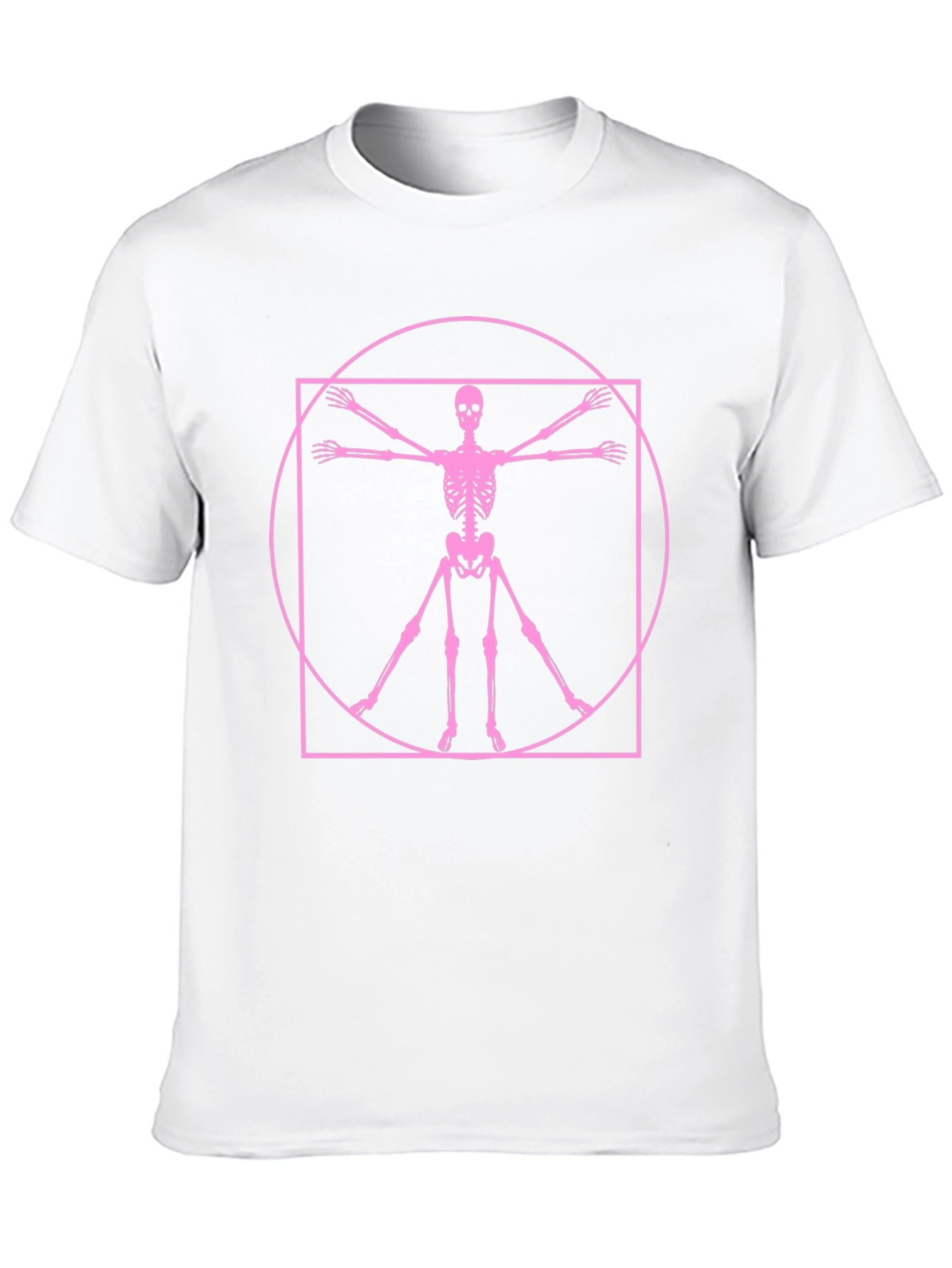 Skeleton Vitruvian Man Graphic Tee - Black Cotton Shirt