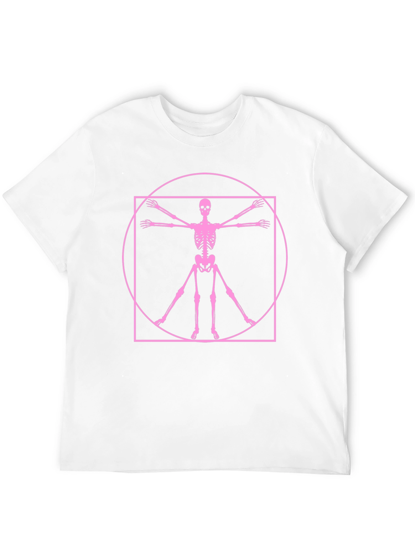 Skeleton Vitruvian Man Graphic Tee - Black Cotton Shirt