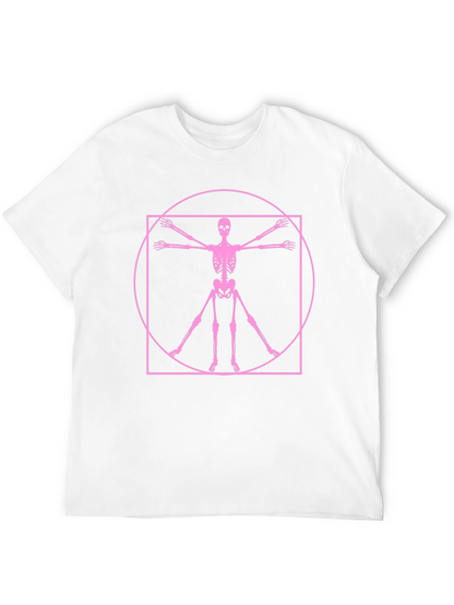 Skeleton Vitruvian Man Graphic Tee - Black Cotton Shirt
